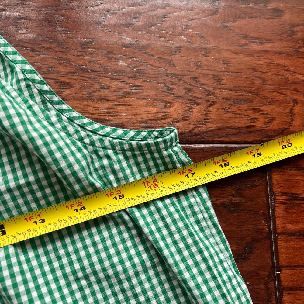 J Crew Sz 0 Gingham Halter Top Tie Neck Green White Preppy Coastal Classic - Picture 5 of 6